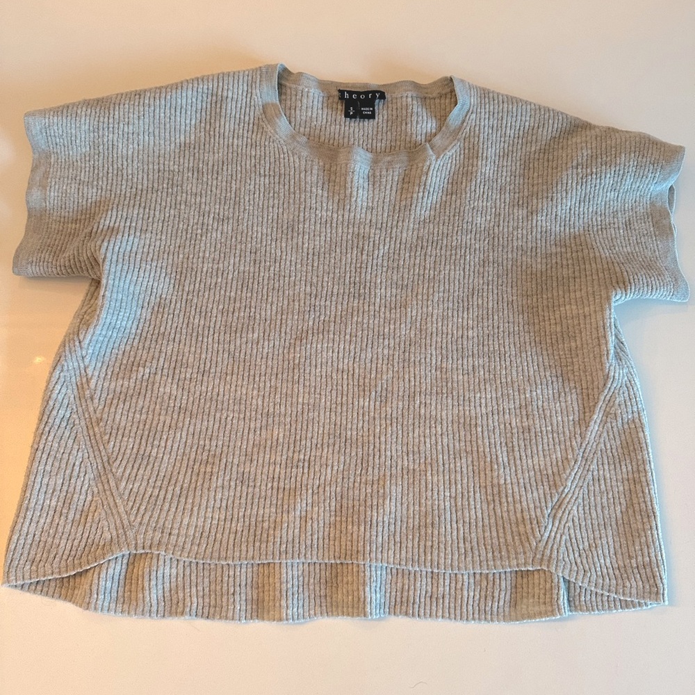 Theory ribbed crop sweater top 100% merino wool